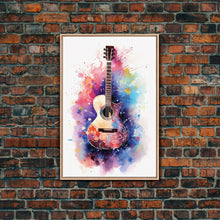 Cargar imagen en el visor de la galería, Cosmic Acoustic Guitar Wall Art Framed Canvas Print, Guitar Art, Guitar Wall Art, Music Art, Guitar Poster, Guitar Player Gift, Guitar Gifts
