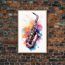 Load image into Gallery viewer, Alto Clarinet Wall Art, Musician Gift, Framed Canvas Print, Clarinet Print, Musical Instrument Art, Gift For Musician, Graffiti Music Art
