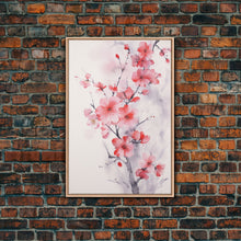 Cargar imagen en el visor de la galería, Cherry Blossom, Japanese Wall Art, Floral Wall Print, Nature Art, Canvas Print, Wall Art, Vertical Art, Modern Home Decor, Gift For The Home