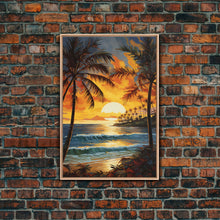 Load image into Gallery viewer, Beach Wall Print, Tropical Wall Art, Sunrise Wall Art, Canvas Print, Wall Art, Vertical Print, Entryway Prints, Dorm Room Art, Office Decor