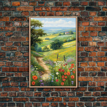 Load image into Gallery viewer, Countryside Wall Art, Wildflowers Wall Art, Meadow Wall Print, Canvas Print, Wall Art, Vertical Art, Country Wall Art, Landscape Art