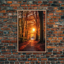 Carregar imagem no visualizador da galeria, Fall Forest Art, Trees Art Print, Nature Wall Art, Sunset Art, Canvas Print, Wall Art, Vertical Art, Dining Room Prints, Hostess Gift