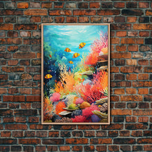 Load image into Gallery viewer, Under The Sea, Canvas Print, Wall Art, Vertical Art, Ocean Nursery Art, Nautical Wall Art, Home Decor Prints, Gift For Friend, Dorm Room Art