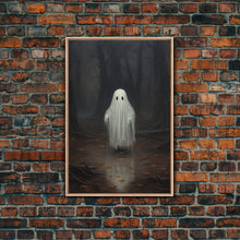 Carregar imagem no visualizador da galeria, Cute Lil Boo, Ghost Print, Halloween Canvas Art, Framed Canvas Print, Funny Halloween Decor, Ghost Art, Victorian Goth Art