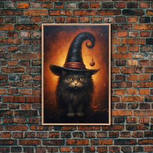 Load image into Gallery viewer, Cute Witch's Familiar Cat Halloween Art, Cat Witch, Cat Painting, Cute Cat Print, Halloween Decor
