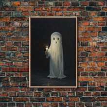 Load image into Gallery viewer, Ghost Holding A Candle Halloween Decor, Art Canvas Print, Spooky Ghost Wall Art, Fall Decor, Halloween wall decor, Funny Halloween Art