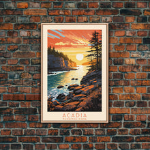 Carregar imagem no visualizador da galeria, Acadia National Park, Framed Wall Art Canvas Print, Travel Poster, Travel Art, Roadtrip Decor, Cool Wall Art, Retro State Park Art