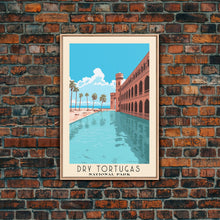 Carregar imagem no visualizador da galeria, Dry Tortugas National Park Florida Travel Art, National Park Print, Minimalist Travel Art, Midcentury Modern Style Landscape Painting