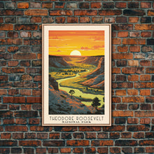 Carregar imagem no visualizador da galeria, Theodore Roosevelt National Park Travel Art, National Park Print, Minimalist Travel Art, Midcentury Modern Style Landscape Painting