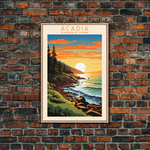 Carregar imagem no visualizador da galeria, Acadia National Park, Framed Wall Art Canvas Print, Travel Poster, Travel Art, Roadtrip Decor, Cool Wall Art, Retro State Park Art, Pop Art