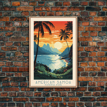Load image into Gallery viewer, American Samoa National Park, Framed Wall Art Canvas Print, Travel Poster, Travel Art, Roadtrip Decor, Cool Wall Art, Retro State Park Art