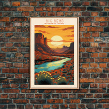 Load image into Gallery viewer, Big Bend National Park, Framed Wall Art Canvas Print, Travel Poster, Texas Travel Art, Roadtrip Decor, Cool Art, Retro State Park Art