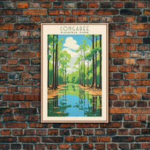 Cargar imagen en el visor de la galería, Congaree National Park Travel Poster Print, Canvas Print Wall Art, South Carolina Travel Art, Midcentury Modern Travel Decor