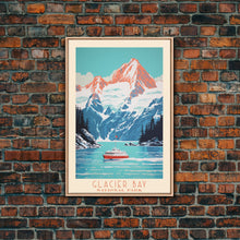 Load image into Gallery viewer, Glacier Bay National Park Alaska Travel Art, National Park Print, Minimalist Travel Art, Midcentury Modern Style Landscape Painting