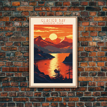 Load image into Gallery viewer, Glacier Bay National Park Travel Poster Art, Canvas Print Wall Art, Alaska Travel Art, Midcentury Modern Travel Decor, MCM Wall Art