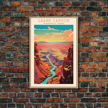 Load image into Gallery viewer, Grand Canyon National Park Travel Poster Art, Canvas Print Wall Art, Arizona Travel Art, Midcentury Modern Travel Decor, MCM Wall Art