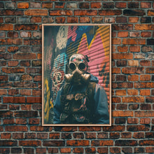 Cargar imagen en el visor de la galería, Gas Mask, Urban Wall Art, Graffiti, Canvas Print, Wall Hanging, Portrait Art, Bedroom Prints, Modern Home Decor, Dorm Room Art, RV Decor
