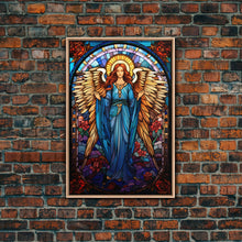 Load image into Gallery viewer, Angel, Fantasy Artwork Canvas Print, Wall Hanging, Portrait Art, Stained Glass Art, Mystical Wall Art, Tiny House Decor, Gift For Women