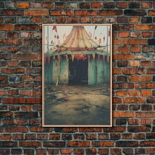 Carregar imagem no visualizador da galeria, Carnival Art, Circus Tent, Minimalist Art, Canvas Print, Wall Hanging, Portrait Art, Creepy Wall Decor, Spooky Art Print, Modern Prints