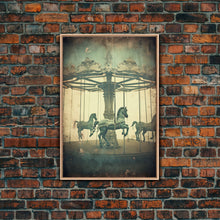 Load image into Gallery viewer, Carnival Art, Circus Print, Carousel Art Print, Canvas Print, Wall Hanging, Portrait Art, Spooky Room Decor, Entryway Prints, Home Wall Art