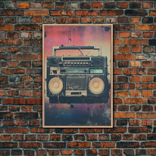 Load image into Gallery viewer, Boombox, Music Wall Art, Retro Wall Art, Canvas Print, Wall Hanging, Portrait Art, Apartment Wall Decor, Gaming Wall Decor, Above Bed Art