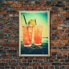 Cargar imagen en el visor de la galería, Cocktail Wall Print, Bar Cart Print, Canvas Print, Wall Hanging, Portrait Art, Cocktail Print, Kitchen Wall Art, Bar Wall Decor, Couple Gift