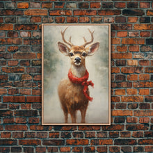 Carregar imagem no visualizador da galeria, Cute Buck Dressed For Christmas, Christmas Decor, Woodland Animals, Christmas Wall Art, Winter Decor, Holiday Decor, Seasonal Decor