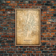 Carregar imagem no visualizador da galeria, Budapest Hungary map print poster or framed canvas, Budapest map print poster canvas, Budapest map print poster canvas, Vintage Travel Art