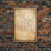 Load image into Gallery viewer, Beijing China map print poster or framed canvas, Beijing map print poster canvas, Beijing city map print poster canvas, Vintage Travel Art