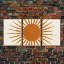 Carregar imagem no visualizador da galeria, Glamorous Sunburst Wall Art, Art Deco, Framed Canvas Print, Starburst Print, Atomic Age Art, Gold Sun Art, Wall Decor, Home Decor