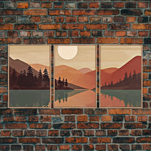 Load image into Gallery viewer, Boho Wall Art Prints, 3 Panel Canvas Art, Pacific Northwest Sunset, Boho Wall Art Set Minimalist Modern Mid Century Abstract Forest Wall Art