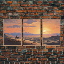 Load image into Gallery viewer, Cowboy Wall Art, Sunset Print, Landscape Wall Art, Canvas Print, Wall Art, 3 Piece Wall Art, Gift For Men, Ranch House Decor, Western Art