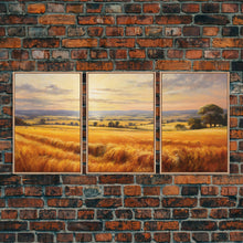 Load image into Gallery viewer, Countryside Wall Art, Wheat Field Art Print, Landscape Wall Art, Countryside Art, Canvas Print, Wall Art, 3 Piece Wall Art, Dorm Room Art