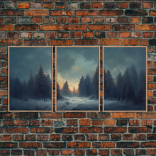 Carregar imagem no visualizador da galeria, 3 Piece Art, Winter Nature Landscape, Framed Canvas Prints, Canvas Art, Large Format Wall Art, Huge Art, Pine Tree Forest Decor