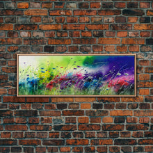 Load image into Gallery viewer, Framed Canvas Print of Colorful Wild Flower Field - Gallery-Wrapped Artwork - Ready to Hang - High Quality Artwork - Panoramic Art