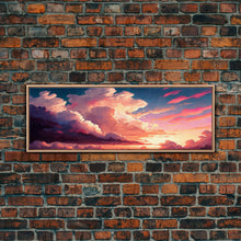 Load image into Gallery viewer, Beautiful Panoramic Framed Canvas Print of Red and Pink Clouds and Sunset, Framed Wall Art, Wall Decor, Living Room Art