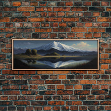 Cargar imagen en el visor de la galería, Contemporary Mountain Oil Painting Framed Canvas Print | Huge Wall Decor | Panoramic Nature / Landscape Painting | Wood Frame Art