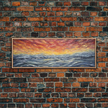 Carregar imagem no visualizador da galeria, Abstract Sea Horizon Wall Art, Vibrant Abstract, Framed Print Art, Sunset, Ocean, Textured Abstract Panoramic, Wall Art, Canvas Print