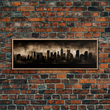 Cargar imagen en el visor de la galería, City Skyline Grunge Wall Art Canvas Print, City Art, Dark Urban Art, Large Urban Art Print, Wall Decor, Panoramic, Wall Art, Canvas Print