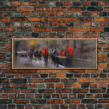 Carregar imagem no visualizador da galeria, Abstract People On Street Canvas Print, Abstract Urban Art, Vibrant Art, Line Art City Wall Decor, Panoramic, Wall Art, Canvas Print