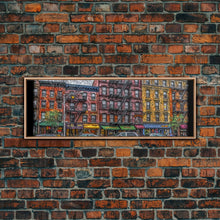 Carregar imagem no visualizador da galeria, Abstract Row Of Buildings City Canvas Print, Large Urban Art Print, Cityscape Art, Vibrant Art, Panoramic, Wall Art, Canvas Print