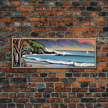 Carregar imagem no visualizador da galeria, Abstract Beach Canvas Art Print, Sea, Ocean, Seascape, Nature, Waves, Beach House Art, Wall Decor, Panoramic, Wall Art, Canvas Print