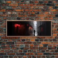 Cargar imagen en el visor de la galería, City Canvas Art Print, Asian City Art, Dark Night Street Art, Abstract Urban Art, Large Urban Art, Panoramic, Wall Art, Canvas Print