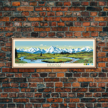 Load image into Gallery viewer, Denali National Park, Panoramic Alaska Travel Art, National Park Print, Minimalist Travel Art, Midcentury Modern Style Landscape