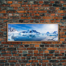 Load image into Gallery viewer, Beautiful Photographic Panoramic of Antarctica, Sunset Photography, Winter Decor, Christmas Deco, Framed Canvas Print, Landscape Photography