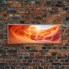 Load image into Gallery viewer, Beautiful Photographic Panoramic of Antelope Canyon Arizona, Sunset Photography, Framed Canvas Print, Landscape Photography, Landmark Art