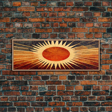 Carregar imagem no visualizador da galeria, Art Deco Sunburst Wall Art, Ready To Hang Canvas Print, Panoramic Art, Art Deco Wall Decor, Above Bed, Above Couch, Above Sofa