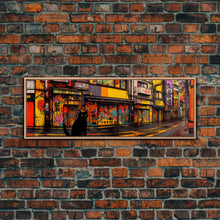 Load image into Gallery viewer, Black Cat Art Print, Framed Wall Art, Punk Cart Art, This Cat Is From The Streets, Colorful Cat Lover Art