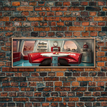 Load image into Gallery viewer, Atomic Age Scifi Style 1950s Diner Booth Wall Art, Framed Canvas Print, MCM, Midcentury Modern Wall Art, Diner Decor