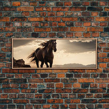 Carregar imagem no visualizador da galeria, Canvas Wall Art, Horse Photography Print, Framed Canvas Print, Horse Wall Decor, Panoramic Wall Art, Large Wall Art, Rustic Decor
